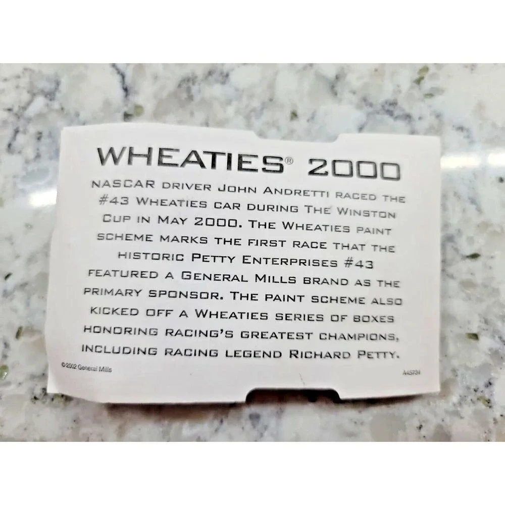 NASCAR Wheaties 2000 Y2K John‎ Andretti 43 Petty Enterprises Diecast Car 1/64